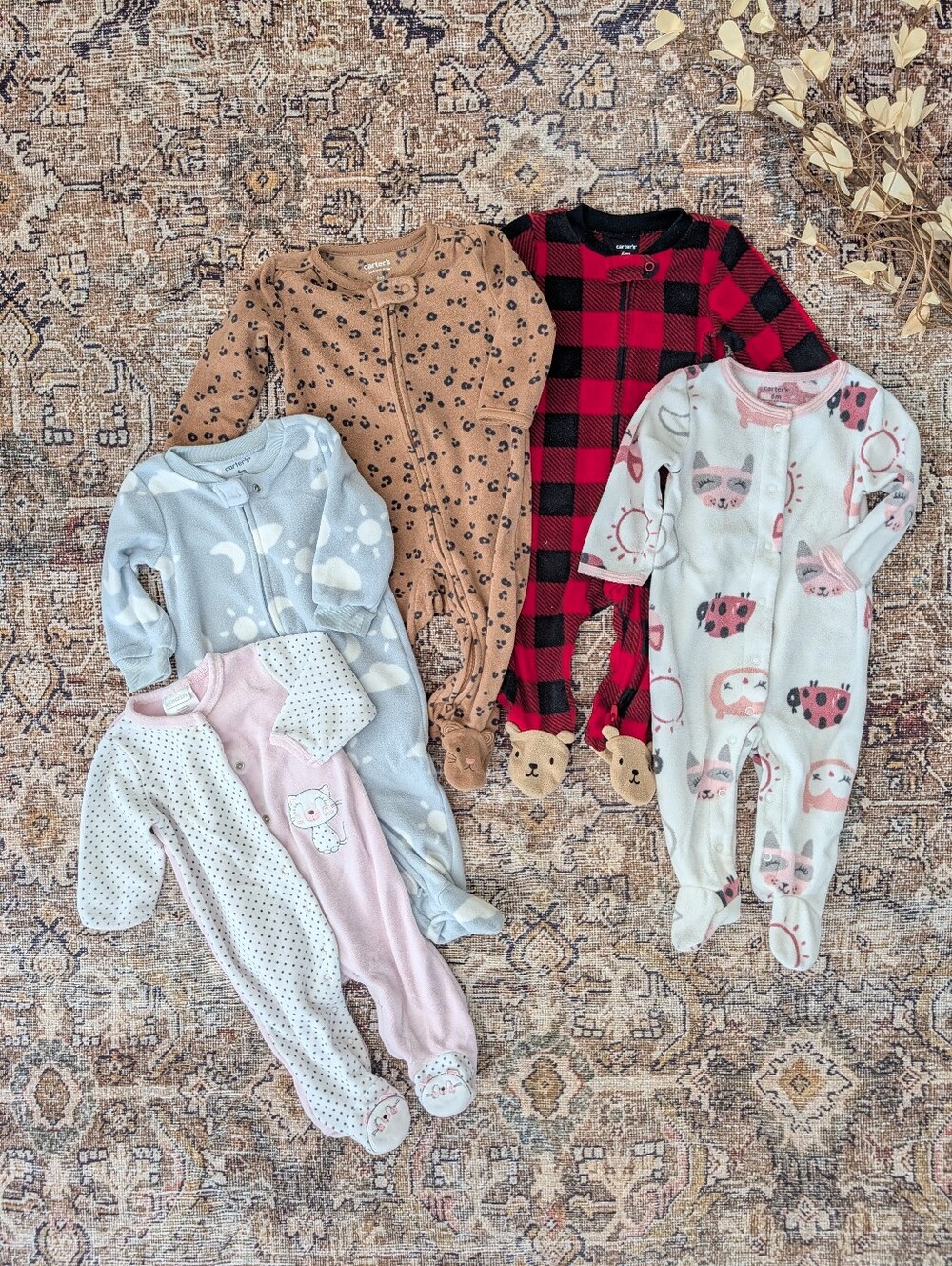 Baby girl fleece footed sleeper bundle 6m